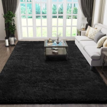 Black Shag Area Rug for Living Room 5x8 ft