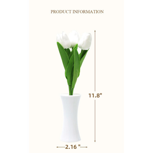 Φωτιστικό νυχτός LED σε σχήμα λουλουδιού Tulip με μπαταρία, ζεστό λευκό, για 2
