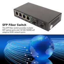 10G SFP Fiber Optic Switch W/ 4 RJ45 Ports, Fast, Reliable Network Connectivity, Plug Play Setup