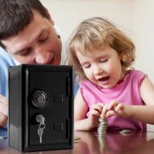 Kinderkluisje met sleutel en cijferslot, metalen geldkluisje, mini-kluisje met wachtwoord voor contant geld, papiergeld, spaarbox voor jongens.