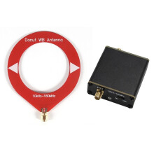 Donut-Breitbandantenne 10 KHz - 180 MHz mit Niederimpedanzkonverter für Radio, Walkie-Talkie, SDR, Rot
