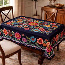 Mexican Floral Waterproof Tablecloth Polyester Rectangular