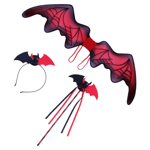 3Sets Party Bat Wing Halloween Kopfschmuck Stab Rot 1