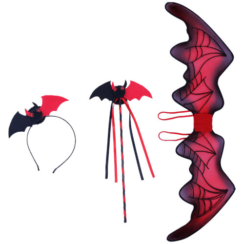 3Sets Party Bat Wing Halloween Kopfschmuck Stab Rot 2