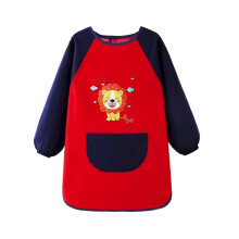 Kids' Art Smock Cartoon Print Long Sleeve Round Neck Black