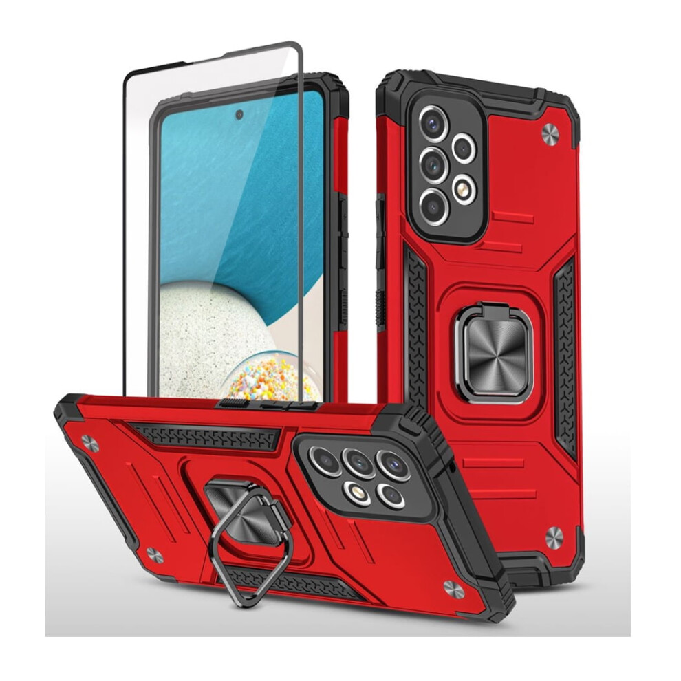 Xhy Case For Samsung Galaxy A53 5G: Magnetic Ring, Kickstand, Military-Grade Drop Protection, Screen Protector Â Red 9555307432548