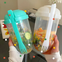 ACDANC1000ml Saladier frais avec shaker, récipient à vinaigrette et fourchette inclus. Recettes bonus incluses. Idéal pour les pique-niques et les