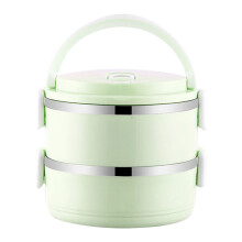 Boîte à bento isotherme en acier inoxydable, 473 ml/couche, étanche et sans BPA, compartiment thermique empilable, verte – Idéale pour les