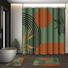 Boho Shower Curtain Set with Toilet Cover and Rug –