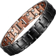 DESIGNICE Armbånd i kobber for menn, 99,9 % rent kobberarmbånd med dobbel radstyrke, svart armbånd for menn