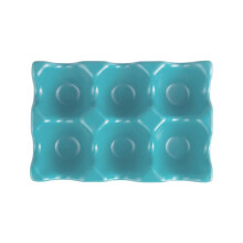 Soporte de cerámica para huevos de 6 rejillas, bandeja de porcelana para huevos frescos, ideal para refrigerador, encimera o cocina (azul).