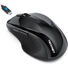 Oplaadbare draadloze Jiggler-muis (BT5.0/3.0 & 2.4G) 4800 DPI Stille USB A & Bluetooth-muis 6 knoppen, brede compatibiliteit - Zwart