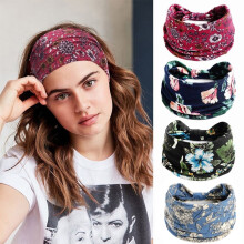 Boho haarbanden voor dames, modieuze brede haarbanden, yoga- en workout haarbanden, haaraccessoires, set van 4 stuks