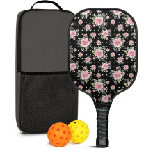 Pickleball Paddles Set Floral Fiberglass 2 Rackets 2 Balls