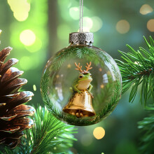 3D Frog Christmas Ornament, Hand-Painted Glass Ball, 8 cm