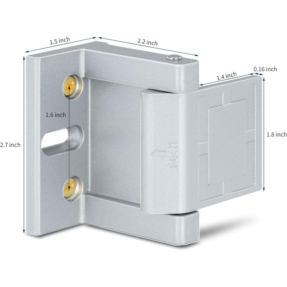 2 Pack Door Latches For Top Of Door, Silver Door Reinforcement Lock For Home And Hotel, Security With Stainless Steel Screws 9181073253133