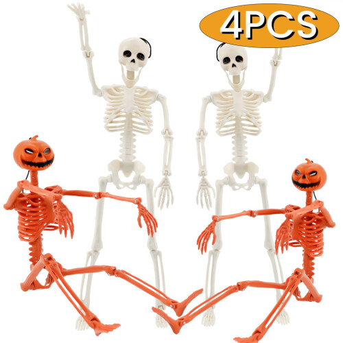 16" Posable Halloween Skeletons with Pumpkin Design – 4