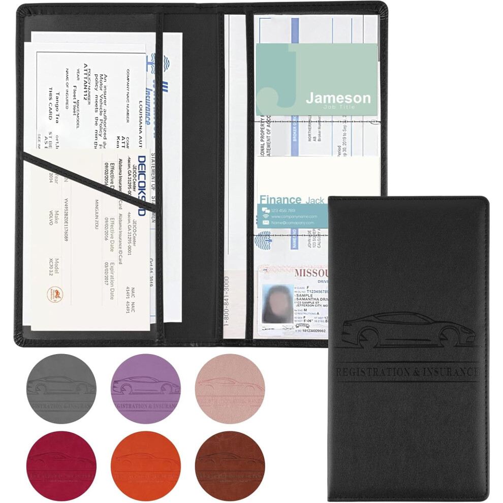 Pu Leather Car Registration & Insurance Card Holder With Magnetic Closure, Multi-Pocket Glove Box Organizer Â Compatible With Standard License/Id 9193271719854