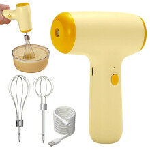 Clearance! Cordless USB Rechargeable Handheld Mixer, 4-Speed, 2 Removable Whisks, Lightweight & Portable – Compatible with USB Charging
