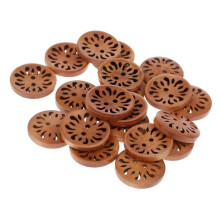 20 Botões de Madeira com Flor Vazada para Artesanato, 23mm, para Costura e Artesanato