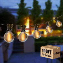 Ulkokäyttöön tarkoitetut merkkijonovalot, 100 jalkaa, 50G40 Edison Vintage -polttimot, vedenpitävät terassille, puutarhaan, huvimajaan,