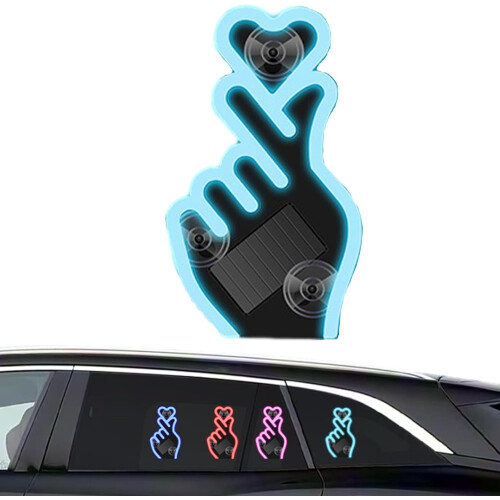 Solar Finger Heart Car Window Light IP65 Waterproof 1pc