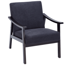 ENYOPRO Accent Chair, Upholstered Comfy Single Sofa with Wood Feet, Mid Century Armchair for Bedroom, Living Room, Modern Comfy Reading Chair, Black
