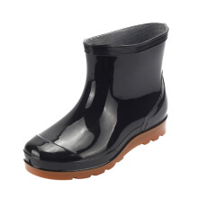 Herren-Regenstiefel zum Hineinschlüpfen, rutschfest, wasserdicht, knöchelhoch, Größe 42, Schwarz