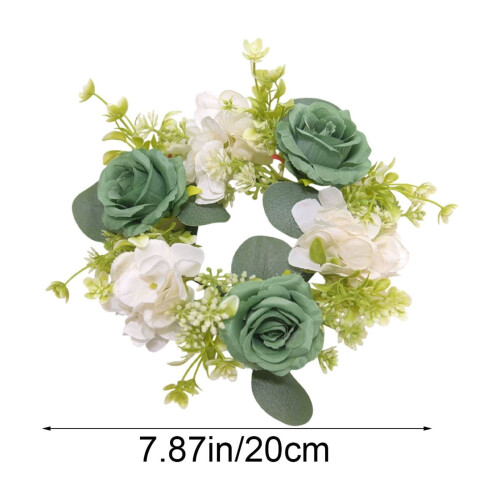 Artificial Hydrangea Rose Candle Ring – 20cm Plastic 2