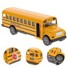 Ônibus escolar laranja de brinquedo com mecanismo de fricção, feito de liga metálica e plástico, leve e portátil, ideal para crianças. 1 peça.