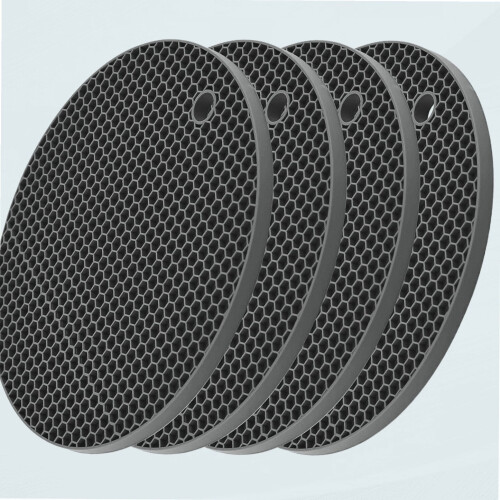 Silicone Trivet Mats 4-Pack 7x7 Inch Grey
