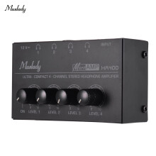 HA400 Ultracompacte 4-kanaals mini-audio stereo hoofdtelefoonversterker met voedingsadapter
