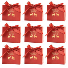 10-Pack Christmas Gift Bags – Red & Green Craft Paper