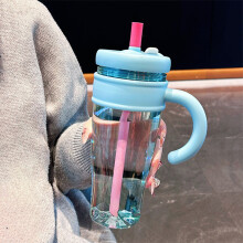 Vaso de agua Gallickan de 1000 ml, vaso de plástico resistente a las quemaduras con pajita, diseño de nevera portátil, resistente a caídas y al