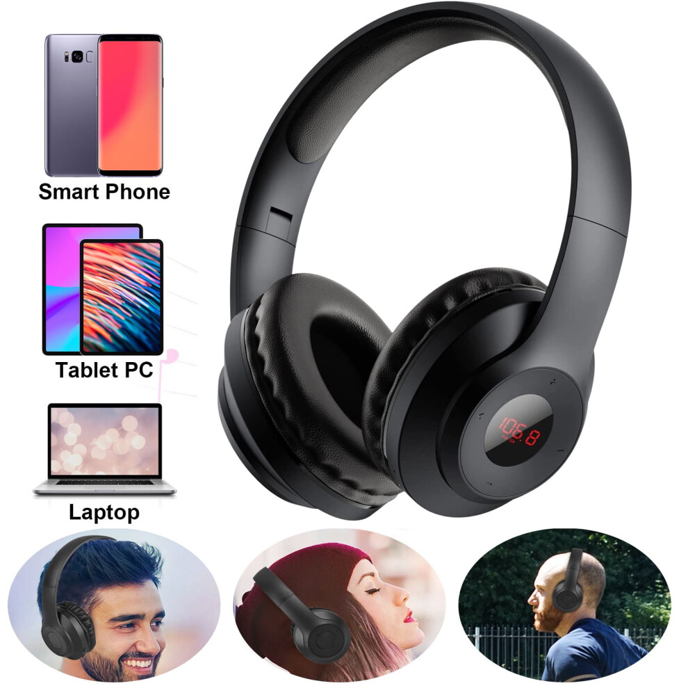 Wireless Fm Headphones With Reception, Portable Digital Fm Headset For Walking/Jogging/Riding/Mowing, 3.5Mm Aux, Rechargeable 9485826409809