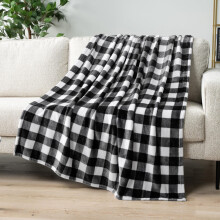 Plaid de Noël en flanelle imprimée avec motifs de Noël, douce et rouge, idéale pour décorer canapé, lit ou salon.