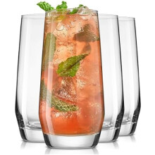 Gwen 18.5 oz Highball Glasses (4pc), Lead-Free Crystal, Compatible with Mojito, Tom Collins & Mixed Drinks