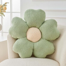Cute Flower-Shaped Throw Pillow, Soft Daisy Cushion for Bed/Couch, Sage Green (19.6")