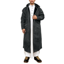 Jaqueta masculina de inverno, grossa e quente, com capuz e bolsos, em camurça sintética, ideal para atividades ao ar livre em clima frio (A-Black3).