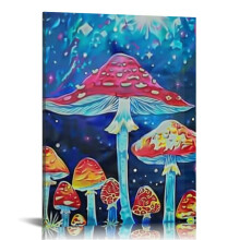 Mushroom Night Sky Canvas Wall Art 16x20 in