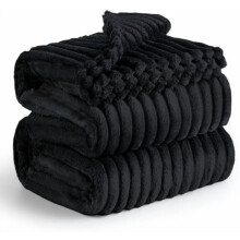 GentleSoft King Size Blanket for Bed - Cozy Soft Blankets for Women, Cute Large Fleece Throws for Girls, Black, 108x90 Inches