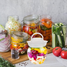 OUNONA Clear Fermentation Jar with Water Seal Lid, PET Pickle Jar for Sauerkraut Canning – Compatible with Standard Lids