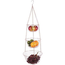 Paniers à fruits suspendus en cuivre à 3 niveaux pour la cuisine, 81 cm (32 pouces)