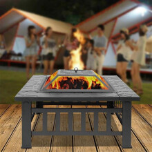 32" Wood Fire Pit for Outdoor, BBQ Grill, Heater & Bonfire—Includes Spark Screen, Rain Cover, Poker—Compatible with JA3213