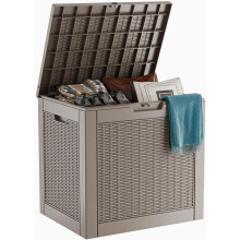 30 Gallon Resin Deck Box, Lockable Patio Outdoor Storage Box for Furniture, Garden Tools and Tools Storage, Waterproof Outside Storage Boxes