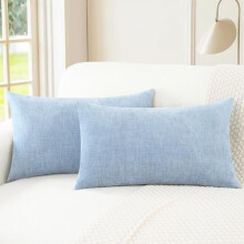 Sierkussenhoezen 16x26 inch, set van 2, gezellige chenille kussenhoezen voor bank, fauteuil, bed, woonkamer, huis, babyblauw