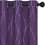 Purple Blackout Curtains with Silver Wave Print, 38x45 1
