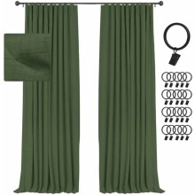 Blackout Linen Curtains 50x84 in Beige, 2 Panels