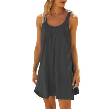Vestido de verão feminino Zpanxa, saída de praia e vestido casual com decote halter – Cinza escuro, tamanho XL, compatível com os estilos de