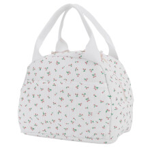 Sac à lunch matelassé en velours côtelé, sac de pique-nique à imprimé floral, sac bento rembourré (vert)